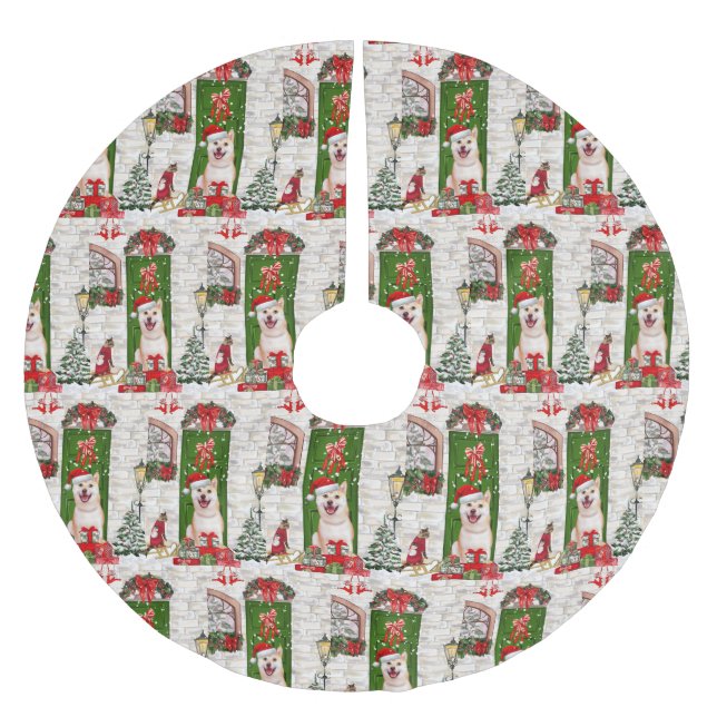 Shiba Inu Dog Christmas  Brushed Polyester Tree Skirt (Front)