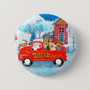 Shiba Inu Dog Christmas Delivery Truck Snow  2 Inch Round Button