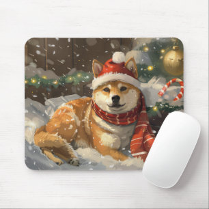 Shiba Inu Dog Christmas Festive Mouse Pad