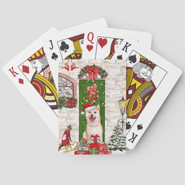 Shiba Inu Dog Christmas  Playing Cards (Back)
