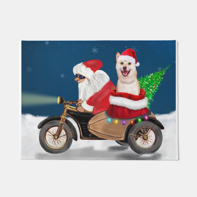 Shiba Inu Dog Christmas Santa Claus   Doormat (Front)