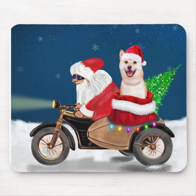 Shiba Inu Dog Christmas Santa Claus   Mouse Pad (Front)