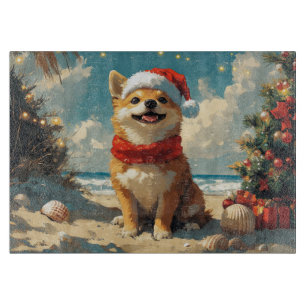 Shiba Inu Dog Christmas Vintage Beach Cutting Board