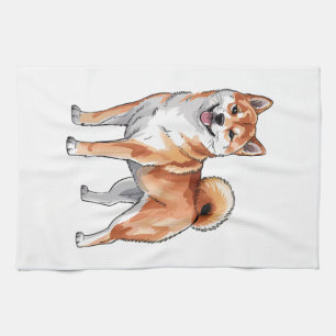 Shiba Inu Dog - Cute and Happy Kitchen Towel