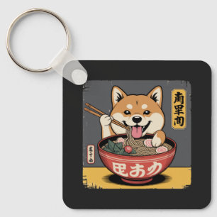 Shiba Inu Dog Eating Ramen Keychain