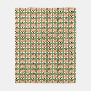 Shiba Inu Dog Faces Kawaii Cute Pattern Fleece Blanket