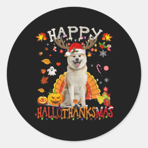 Shiba Inu Dog Halloween Christmas Dog Happy Hallot Classic Round Sticker