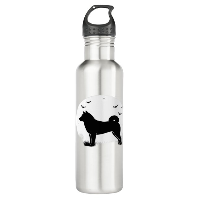 Shiba Inu Dog – Halloween Moon Silhouette Oversize 710 Ml Water Bottle (Front)