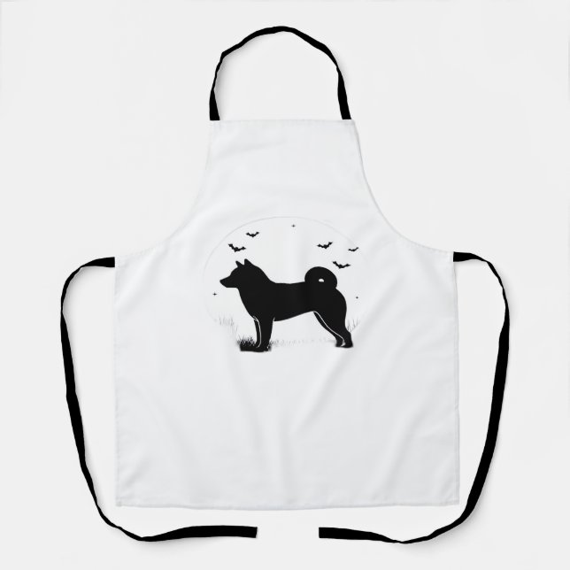 Shiba Inu Dog – Halloween Moon Silhouette Oversize Apron (Front)