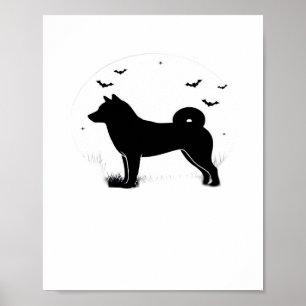 Shiba Inu Dog – Halloween Moon Silhouette Oversize Poster