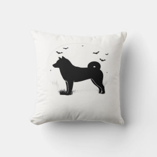 Shiba Inu Dog ? Halloween Moon Silhouette Oversize Throw Pillow