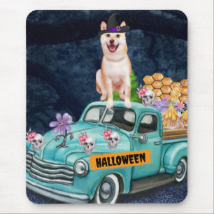 Shiba Inu Dog Halloween Truck Scary Night Mouse Pad