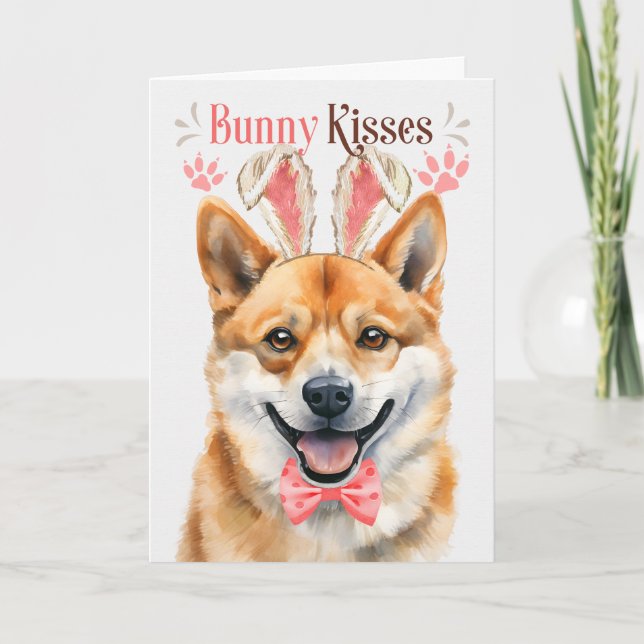Shiba Inu Dog in Bunny Ears for Easter Holiday Card (Front)