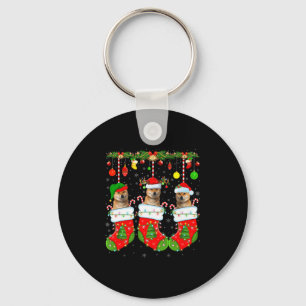 Shiba Inu Dog In Christmas Socks Funny Dog Xmas Pa Keychain