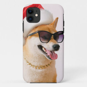 Shiba Inu dog in Santa Claus red hats iPhone 11 Case