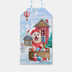Shiba Inu Dog In snow Christmas Dog House Gift Tags