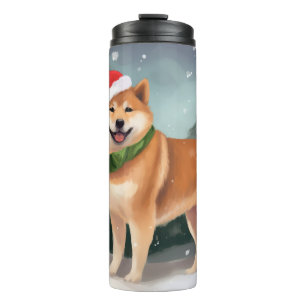 Shiba Inu Dog in Snow Christmas Thermal Tumbler