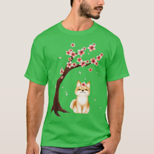 Shiba Inu Dog Japanese Cherry Blossom Sakura Flowe T-Shirt