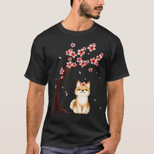 Shiba Inu Dog Japanese Cherry Blossom Sakura Flowe T-Shirt