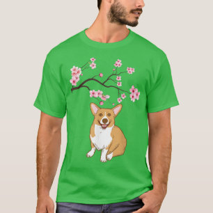 Shiba Inu Dog Japanese Cherry Blossom Sakura Flowe T-Shirt