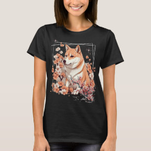 Shiba Inu Dog Japanese Cherry Blossom Sakura Flowe T-Shirt