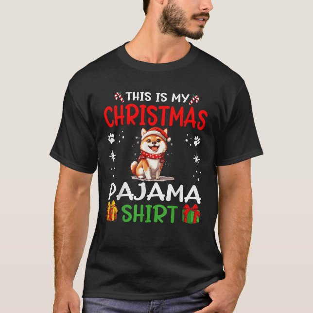 Shiba Inu Dog Nightgown Pajama This is my Christma T-Shirt (Front)