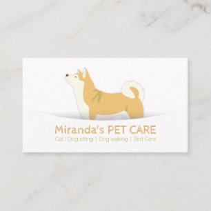 Shiba Inu Dog Pet Care Sitting Bathing & Grooming Appointment Card