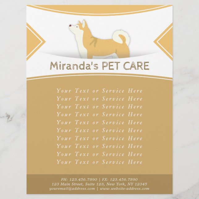 Shiba Inu Dog Pet Care Sitting Bathing & Grooming Flyer (Front)