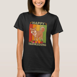 Shiba Inu Dog Retro Graphic Family Matching Thanks T-Shirt