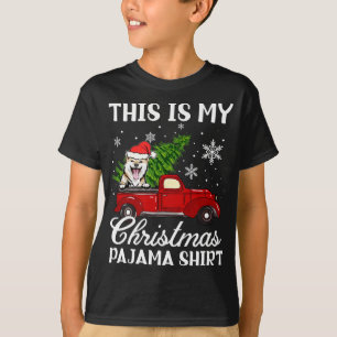 Shiba Inu Dog Riding Red Truck With Christmas Tree T-Shirt