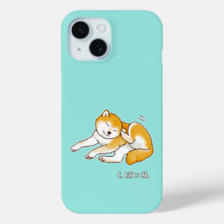 Shiba Inu Dog Scratching Her Ear Pixelart iPhone 15 Case
