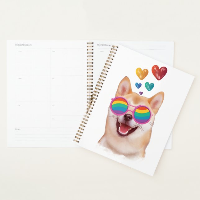 Shiba Inu Dog with Hearts Valentine's Day Planner (Display)