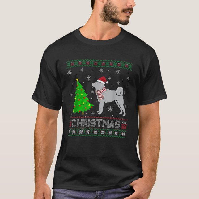 Shiba Inu Dog Xmas Tree Lighting Ugly Christmas Sw T-Shirt (Front)