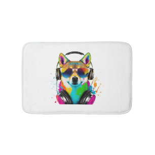 Shiba Inu enjoying Life Bath Mat