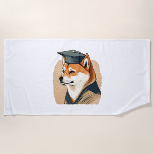 Shiba Inu graduate Beach Towel