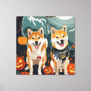 Shiba Inu Halloween Spooky Canvas Print