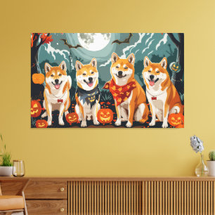 Shiba Inu Halloween Spooky Canvas Print