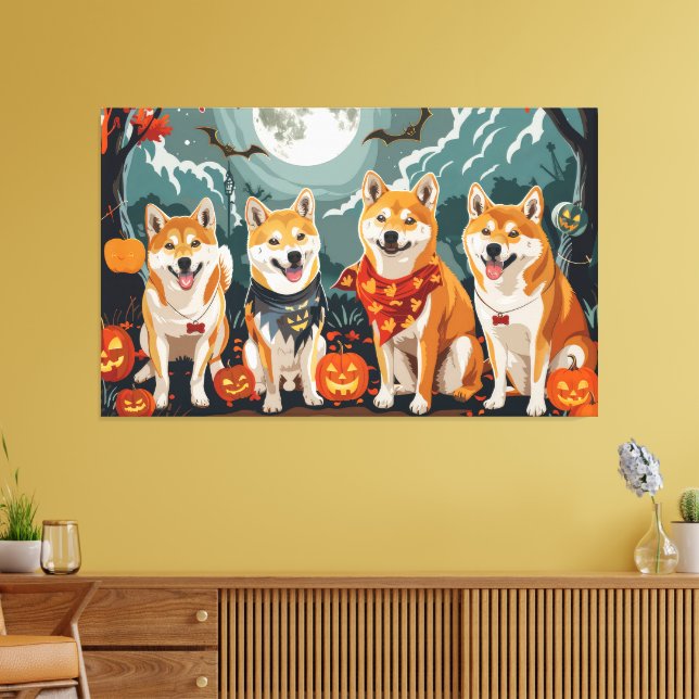 Shiba Inu Halloween Spooky Canvas Print (Insitu(LivingRoom))