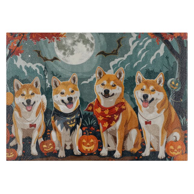 Shiba Inu Halloween Spooky Cutting Board (Front)