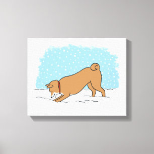 Shiba Inu - Happy Winter Snow Dog Holiday Canvas Print