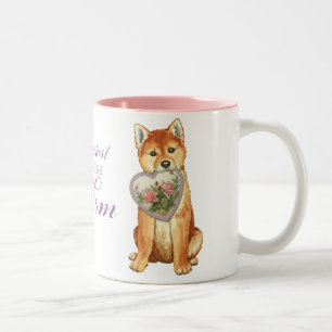 Shiba Inu Heart Mom Two-Tone Coffee Mug