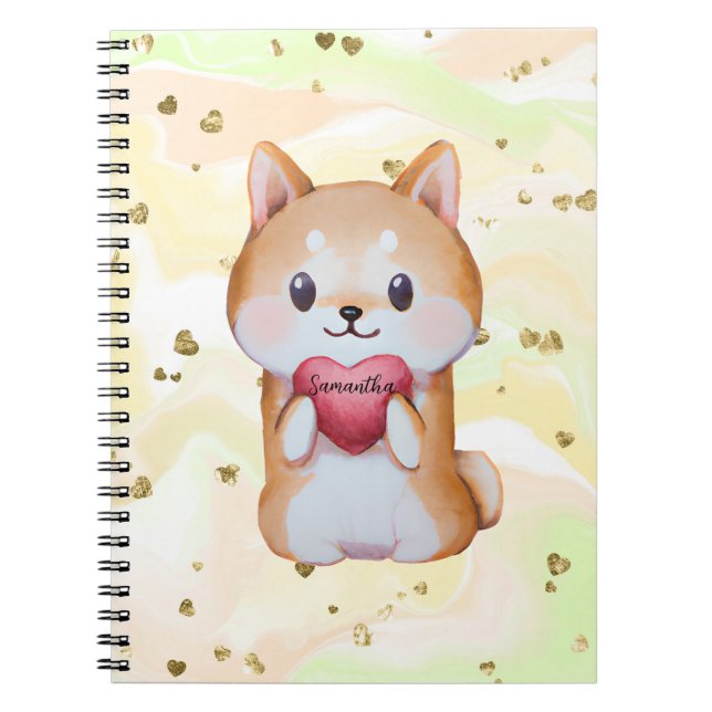 Shiba Inu Holding A Heart  Notebook (Front)