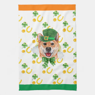 Shiba Inu Holiday Home Decor St Patricks Day Kitchen Towel