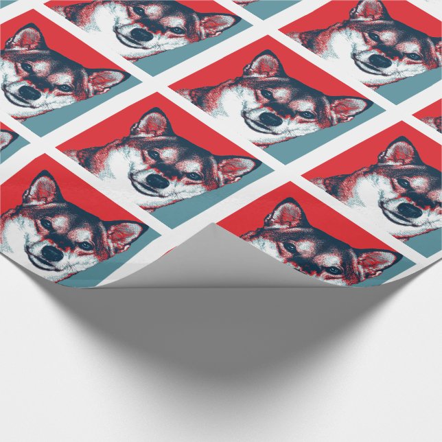 Shiba Inu Hope Political Parody Wrapping Paper (Corner)