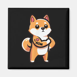 Shiba Inu I Love Mom Funny Dog Tattoo Magnet