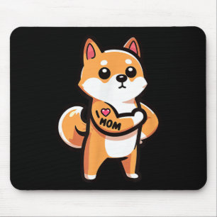 Shiba Inu I Love Mom Funny Dog Tattoo  Mouse Pad