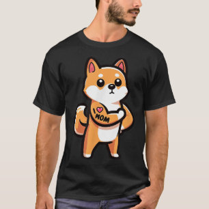 Shiba Inu I Love Mom Funny Dog Tattoo  T-Shirt