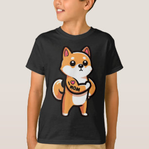 Shiba Inu I Love Mom Funny Dog Tattoo T-Shirt
