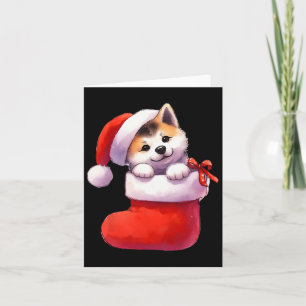 Shiba Inu In Sock Christmas Santa Hat Xmas Dog Lov Card