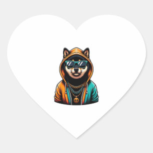 Shiba Inu in Streetwear Hoodie Heart Sticker